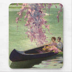 Vintage Love and Romance, Romantic Canoe Ride Mouse Pad