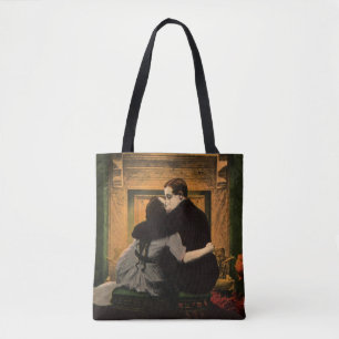 Vintage Love and Romance, Romantic Fireplace Kiss Tote Bag