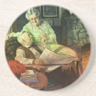 Vintage Love and Romance; Romantic Grandparents Coaster