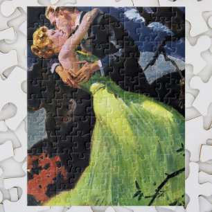 Vintage Love and Romance, Romantic Kiss Jigsaw Puzzle