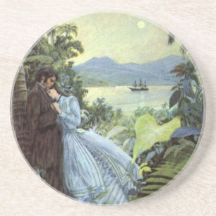 Vintage Love and Romance, Romantic Tropical View Coaster