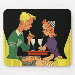 Vintage Love and Romance, Teens at the Soda Shop Mouse Pad