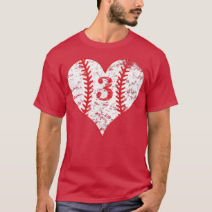 Vintage Love Baseball Mum 3 Baseball Heart Number  T-Shirt