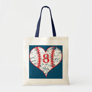 Vintage Love Baseball Mum 8 Baseball Heart Number Tote Bag