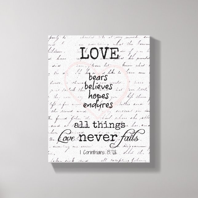 Vintage Love Bible Verse Canvas Print (Front)