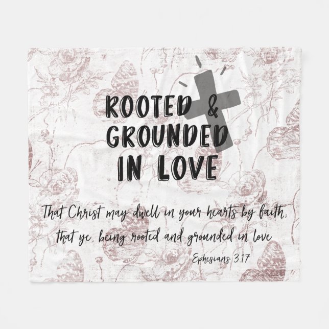 Vintage Love Bible Verse Fleece Blanket (Front (Horizontal))