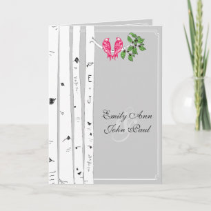 Vintage Love Birds Birch Tree Wedding Program Programme
