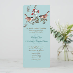 Vintage Love Birds Chickadees Wedding Invitation