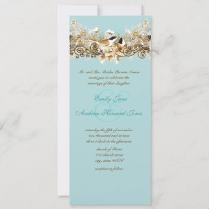 Vintage Love Birds Chickadees Wedding Invitation