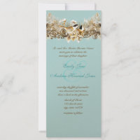 Vintage Love Birds Chickadees Wedding Invitation