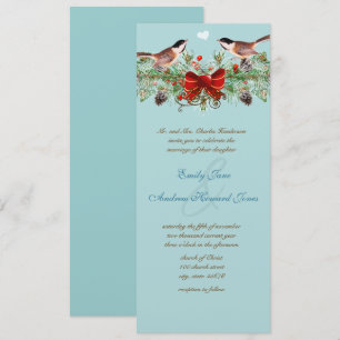 Vintage Love Birds Chickadees Wedding Invitation