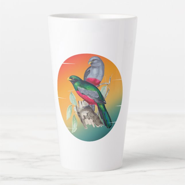 Vintage love birds  latte mug (Front)