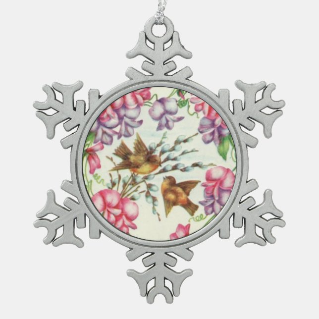 Vintage Love Birds Ornament (Front)