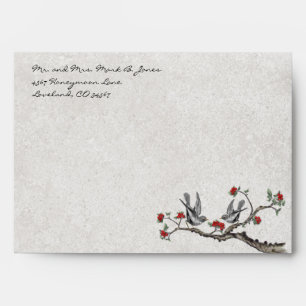 Vintage Love Birds Red Flower Envelopes