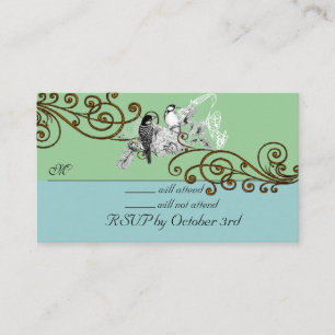 Vintage Love Birds RSVP-change background colour Enclosure Card
