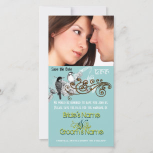 Vintage Love Birds Save the Date Your Photo