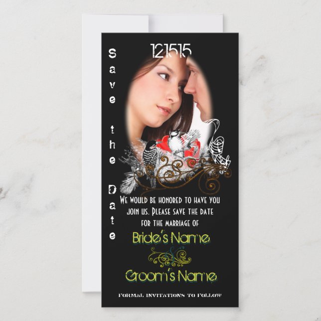 Vintage Love Birds Save the Date  Your Photo (Front)