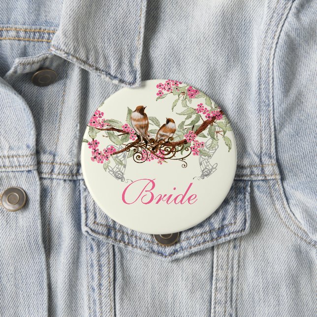 Vintage Love Birds Wedding Badges (In Situ)