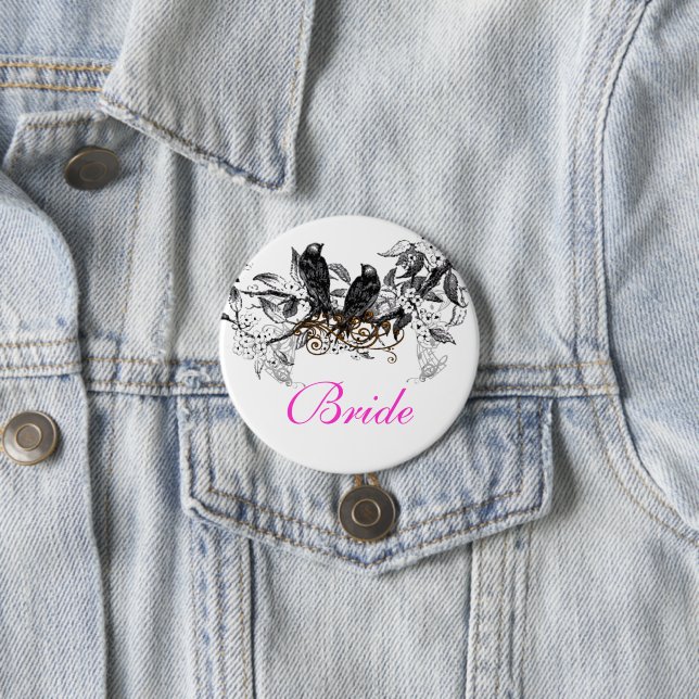 Vintage Love Birds Wedding Badges (In Situ)