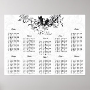 Vintage Love Birds Wedding Guest Seating Chart