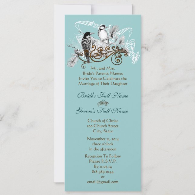 Vintage Love Birds Wedding Invitation (Front)