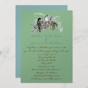 Vintage Love Birds Wedding Invitation