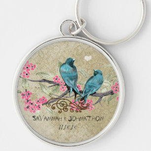 Vintage Love Birds Wedding Key Chain