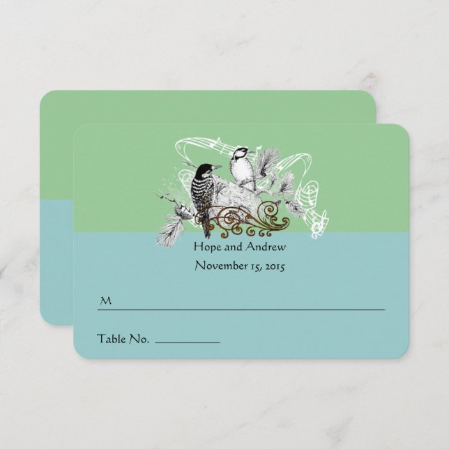 Vintage Love Birds Wedding Place Card (Front/Back)