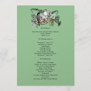 Vintage Love Birds Wedding Program Programme