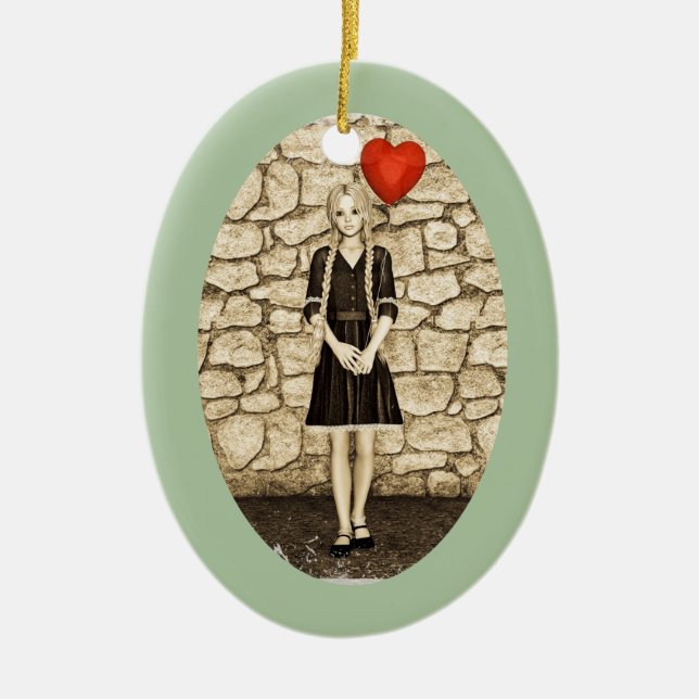 Vintage Love Ceramic Tree Decoration (Front)