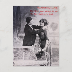 Vintage love couple black and white postcard