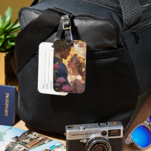 Vintage Love Couple Romance Single Side Card Slot  Luggage Tag