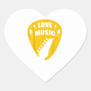 Vintage Love Guitar Music Lover Gift Heart Sticker
