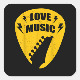 Vintage Love Guitar Music Lover Gift Square Sticker