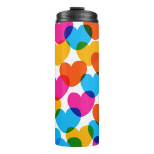 Vintage love heart, fun seamless background. thermal tumbler