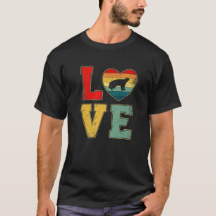 Vintage Love Honey Badger Retro 70S 80S Heart Farm T-Shirt