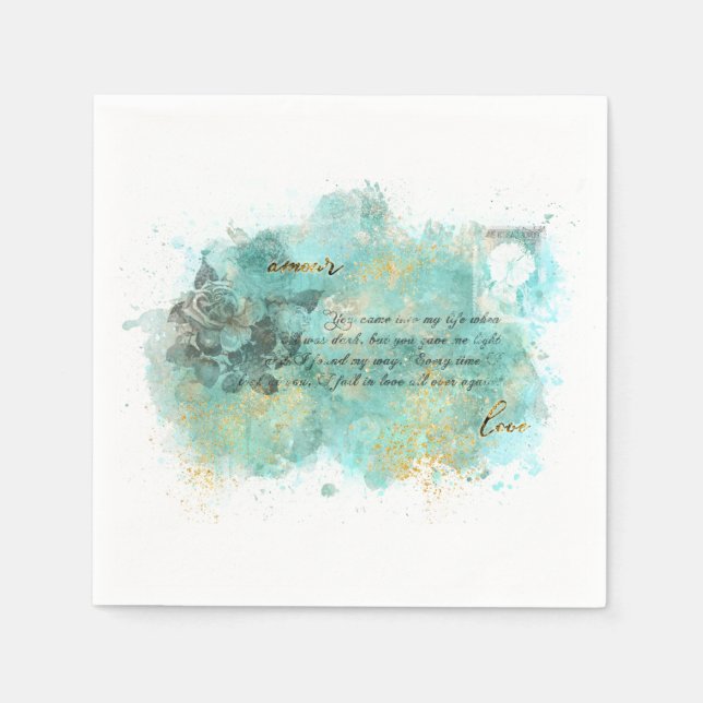 Vintage Love Letter Napkins (Front)