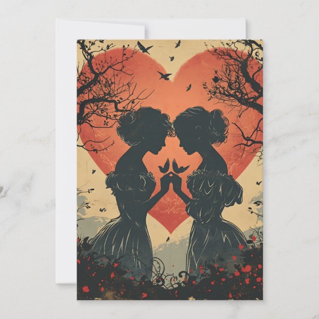 Vintage Love LGBTQ Valentine's Day  Holiday Card (Front)