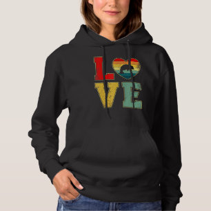 Vintage Love Manatee Retro 70s 80s Heart Farm Anim Hoodie