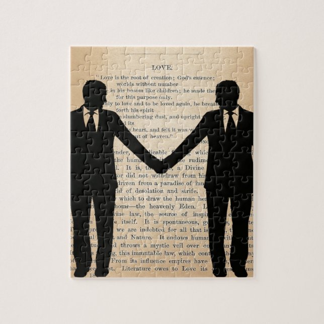 Vintage Love & Marriage Gay Wedding Longfellow Jigsaw Puzzle (Vertical)