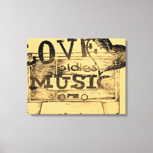 Vintage Love oldies music Wrapped Canvas