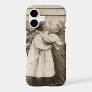 Vintage Love Photo of Children Kissing in a Garden