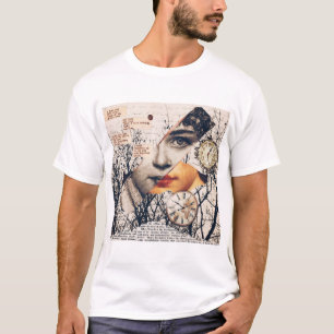 Vintage Love Poem Collage Romantic Sepia Wall Ar T-Shirt