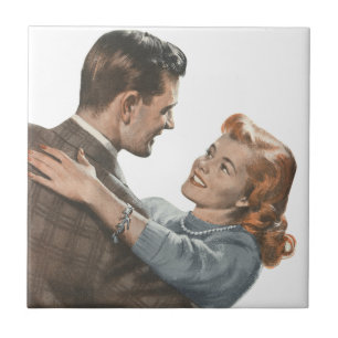 Vintage Love Romance Newlyweds Shall We Dance? Tile