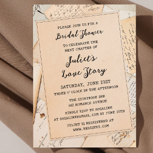 Vintage Love Story Bridal Shower Book Lover Invitation