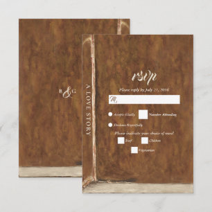 Vintage Love Story Fairy Tale Library Book Wedding RSVP Card