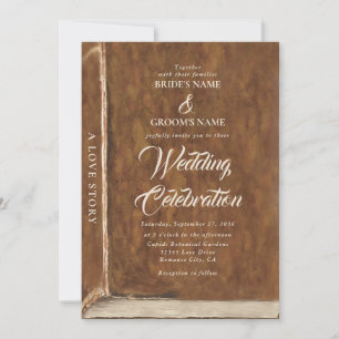 Vintage Love Story Fairytale Library Book Wedding Invitation