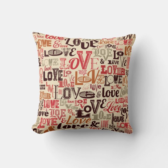 Vintage Love Typography Cushion (Front)