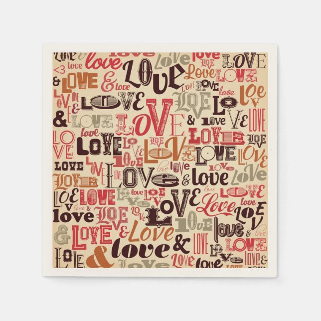 Vintage Love Typography Napkin (Front)