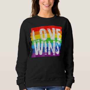 Vintage Love Win Rainbow Peace Sign Pride Lesbian Sweatshirt